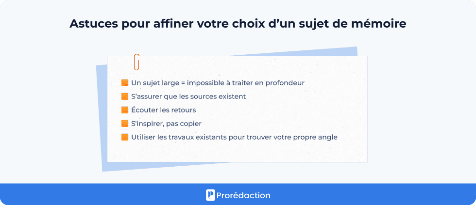 Astuces pour affiner votre choix d’un sujet de mémoire