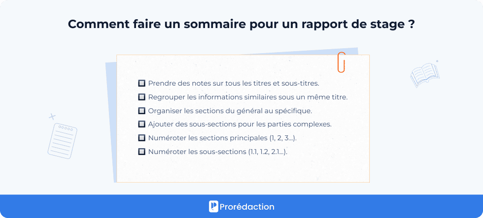 Comment faire un sommaire pour un rapport de stage ?