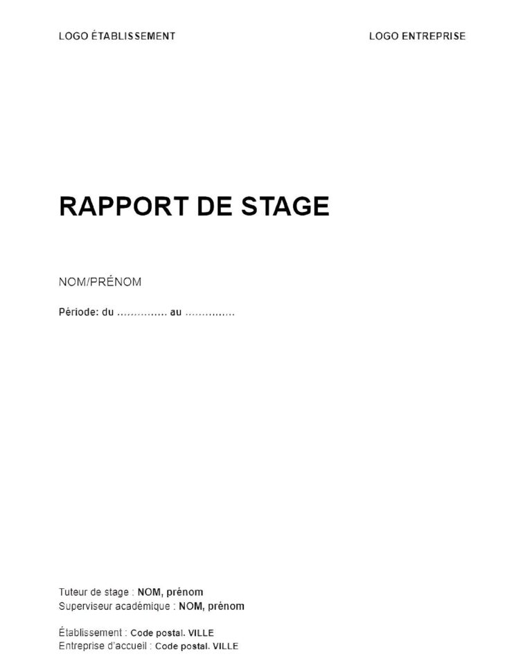 Exemple type de page de garde de rapport de stage https://proredaction.com/rapport-de-stage/