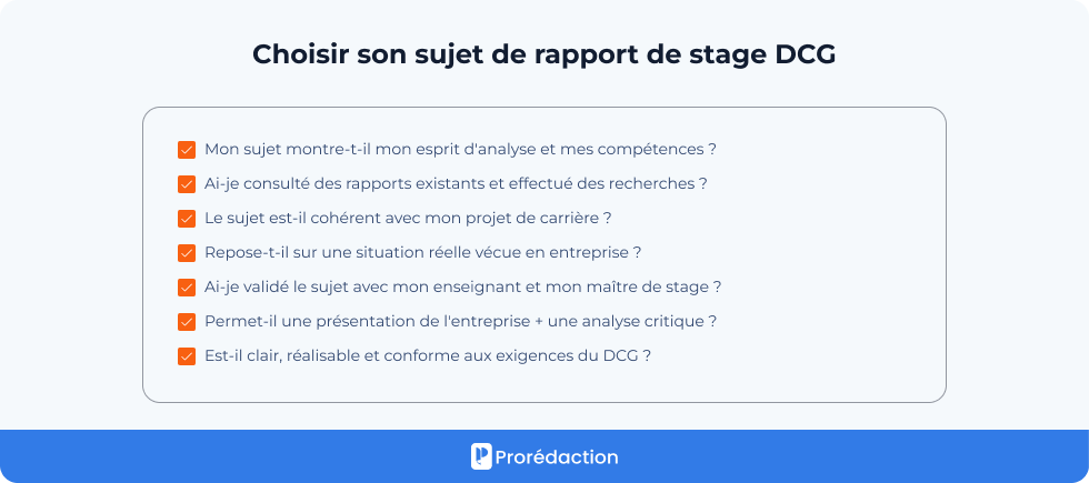 Choisir son sujet de rapport de stage DCG