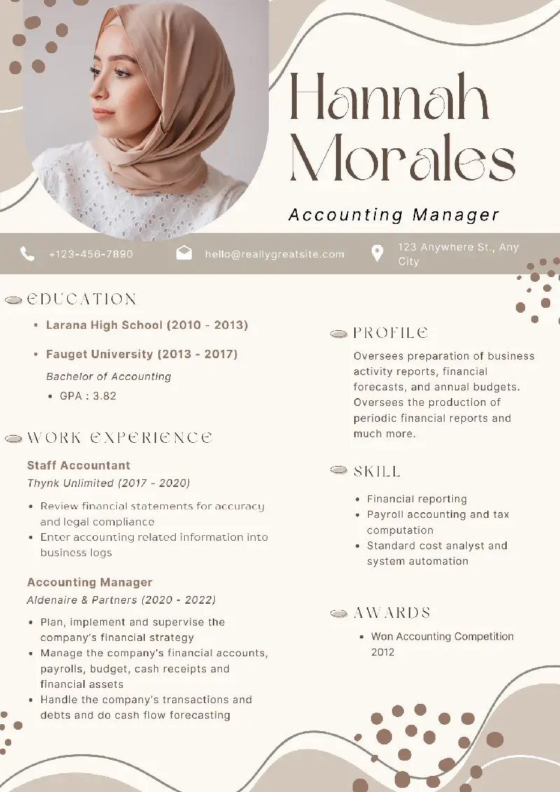 Curriculum vitae Pastel Creative Accounting Manager CV