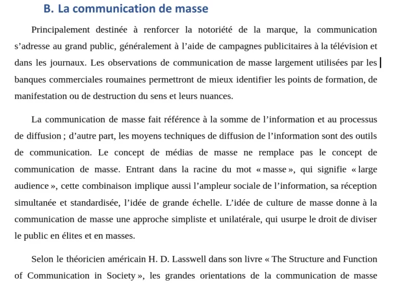 Exemple d'une Dissertation : L’évolution de la communication bancaire