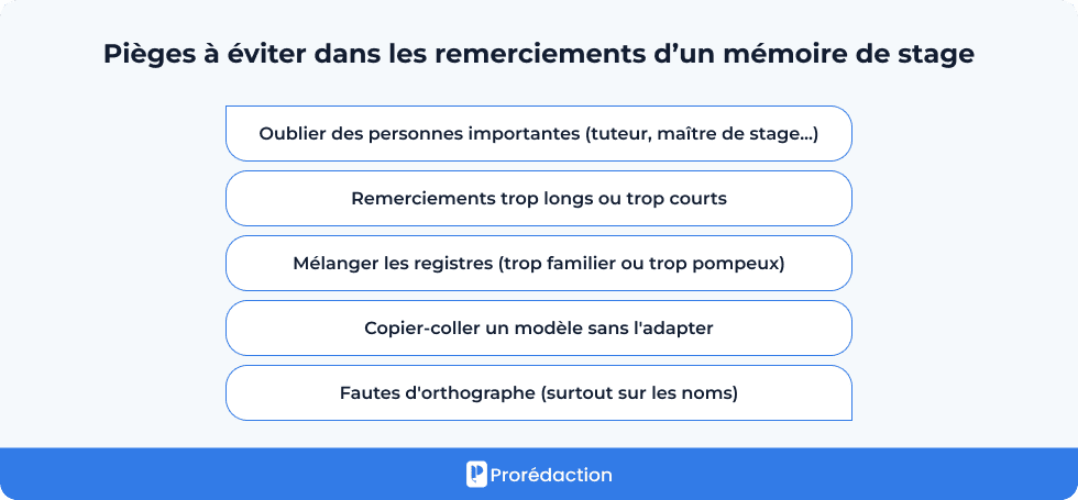Pièges à éviter dans les remerciements d’un mémoire de stage