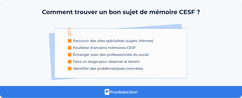 Comment trouver un bon sujet de mémoire CESF ?
