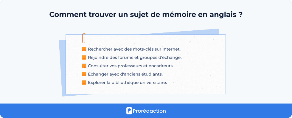 Comment trouver un sujet de mémoire en anglais ?