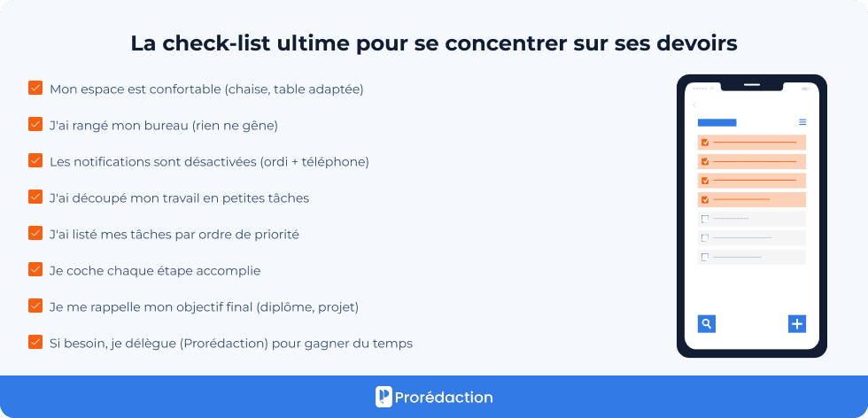 La check-list ultime pour se concentrer sur ses devoirs