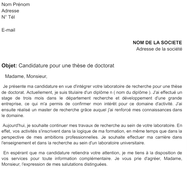 Exemple de lettre de motivation pour de futurs doctorants