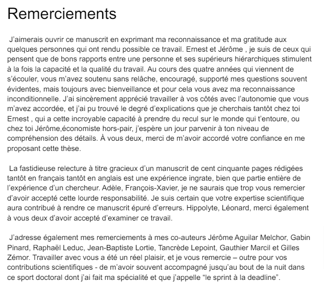 Exemple de remerciements pour une thèse en économie