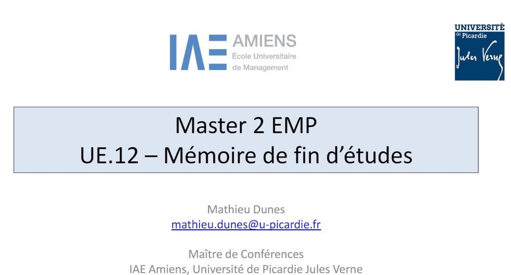 Présentation de mémoire M2 EMP