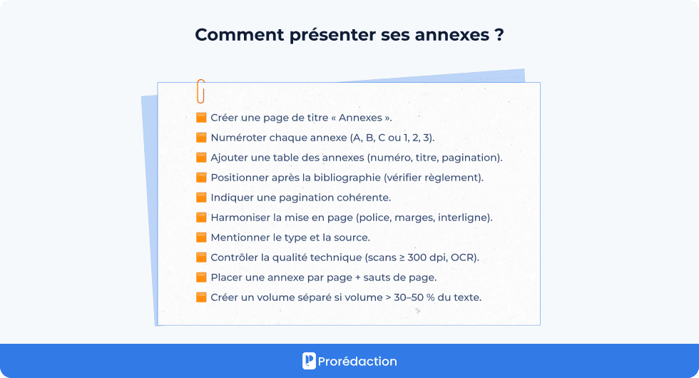 Comment présenter ses annexes ?