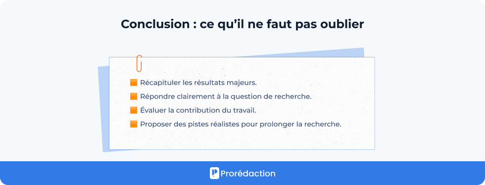 Conclusion ce qu’il ne faut pas oublier