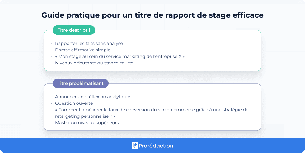 Guide pratique pour un titre de rapport de stage efficace