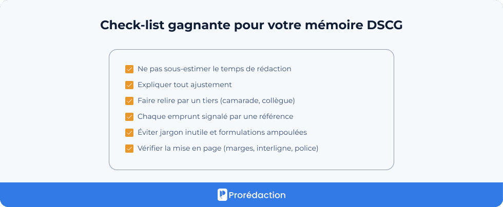Check-list gagnante pour votre mémoire DSCG