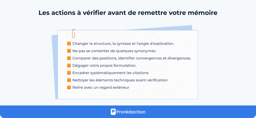 Les actions à vérifier avant de remettre votre mémoire